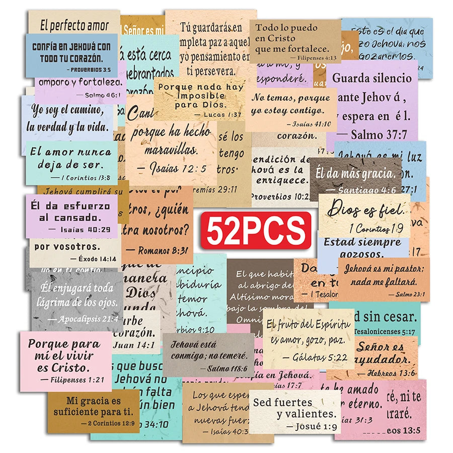 Eterna 52 Pc Spanish faith based Christian stickers pack