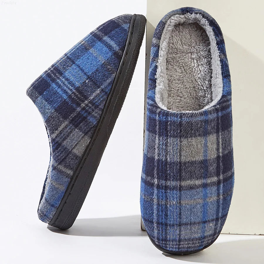Arden Men's plush plaid house slippers