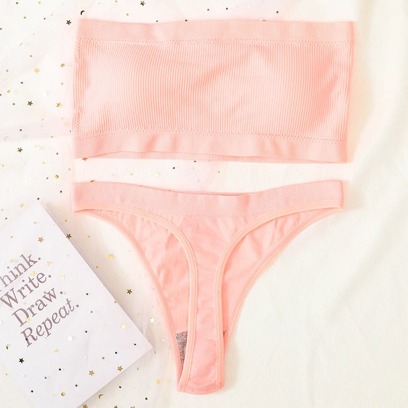 Sorelle Women's 2 Pc solid bandeau lingerie set