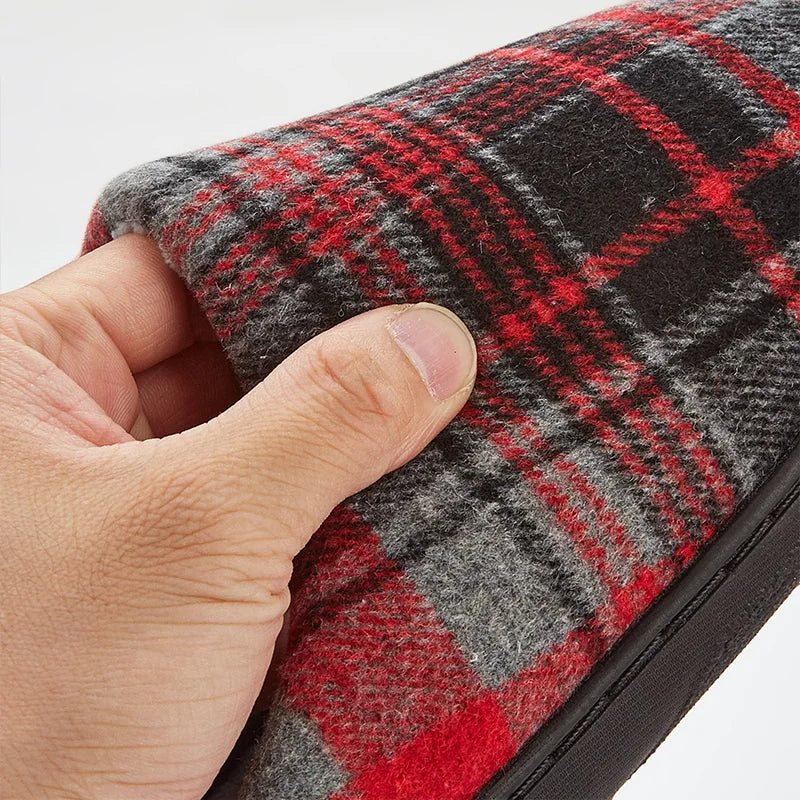 Arden Men's plush plaid house slippers