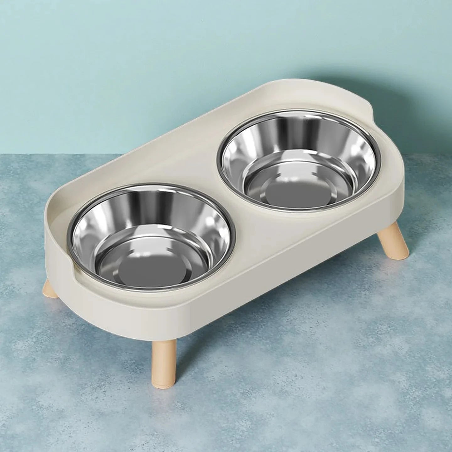 Nomu elevated steel double sided solid pet bowl