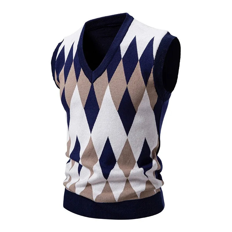 Arden Men's Harlequin argyle knit vest