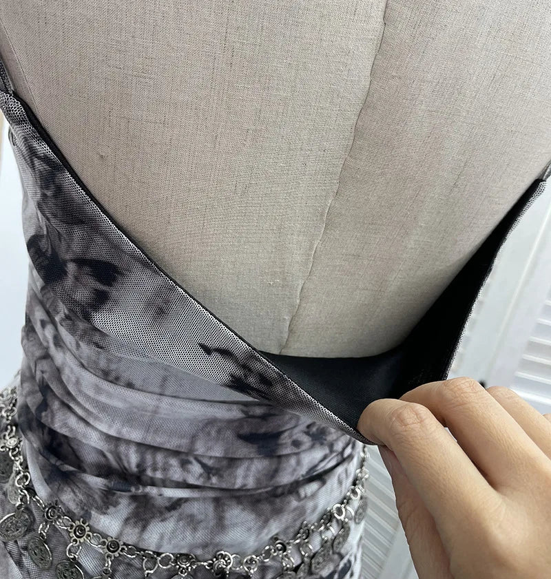 Lomi3 Women's Y2K one size mesh lettuce hem top