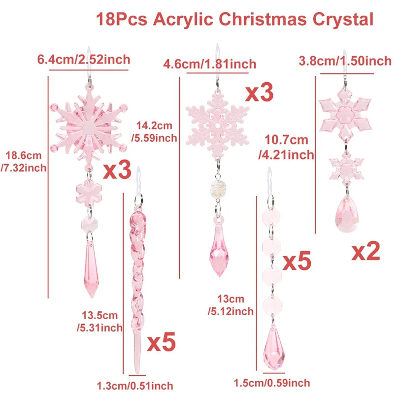 Hollyco Christmas 18 Pc acrylic crystal ornaments
