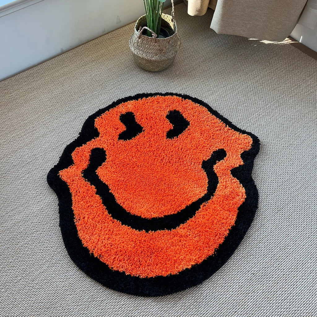 Cassora plush wavy smiley face rug