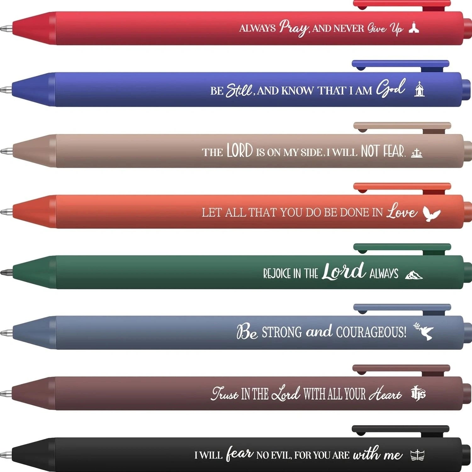 Eterna 8 Pc dark colorful Bible verse pens
