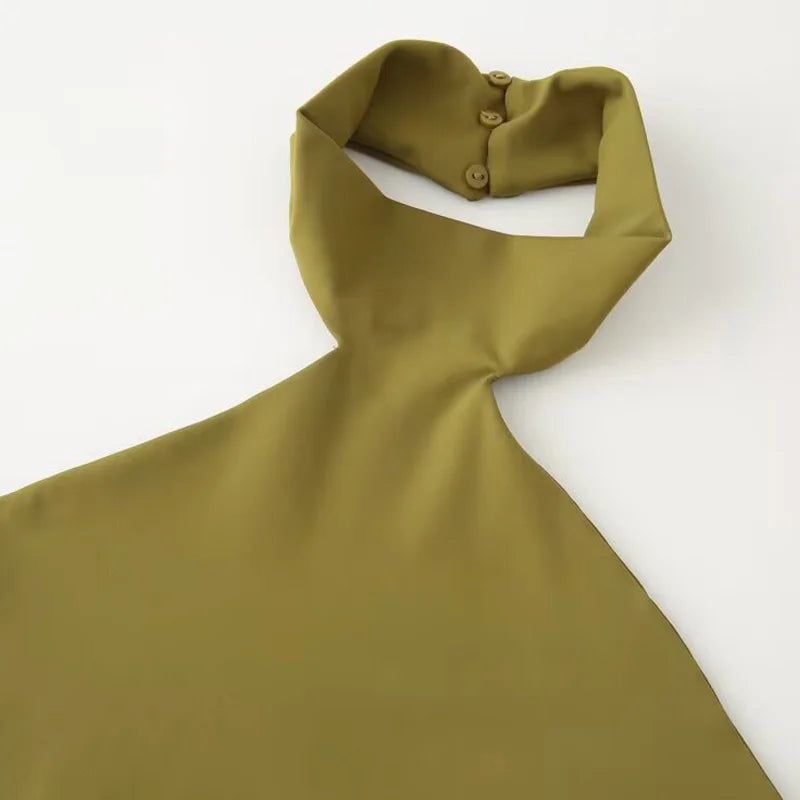 Sorelle Women's solid nylon low back halter top