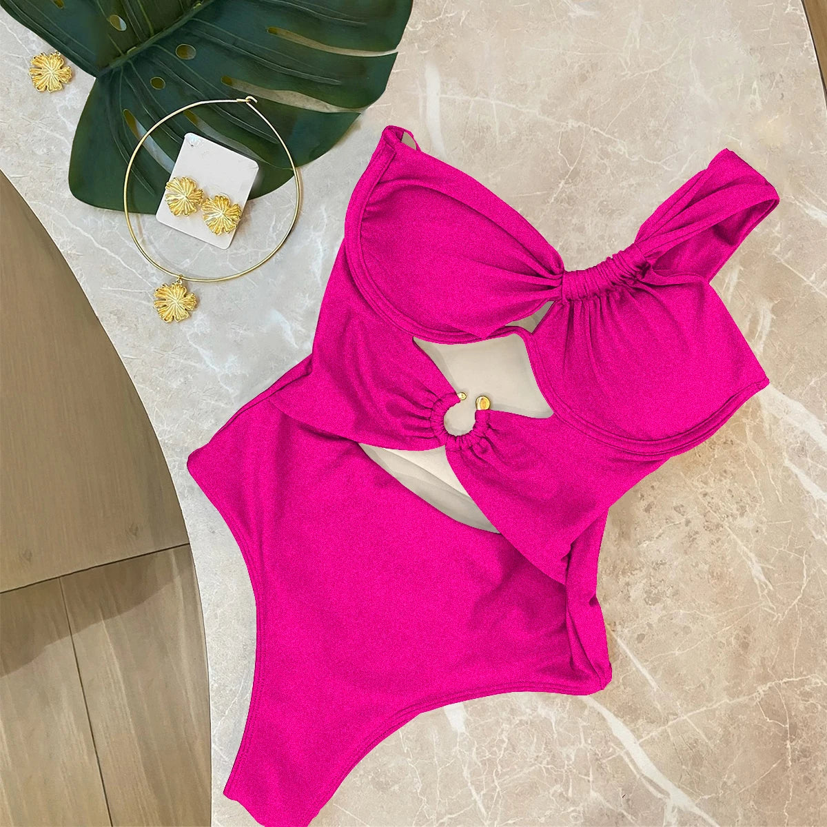 Sonlae Women's one shoulder hollow out swimwear