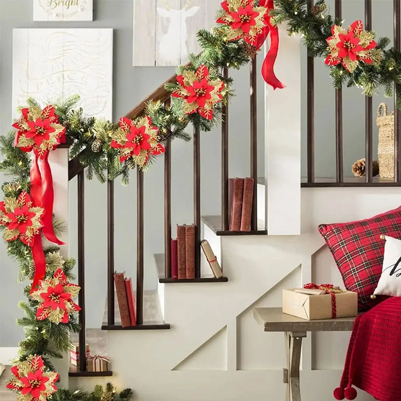 Hollyco Christmas 30 or 50 Pc faux glitter flowers