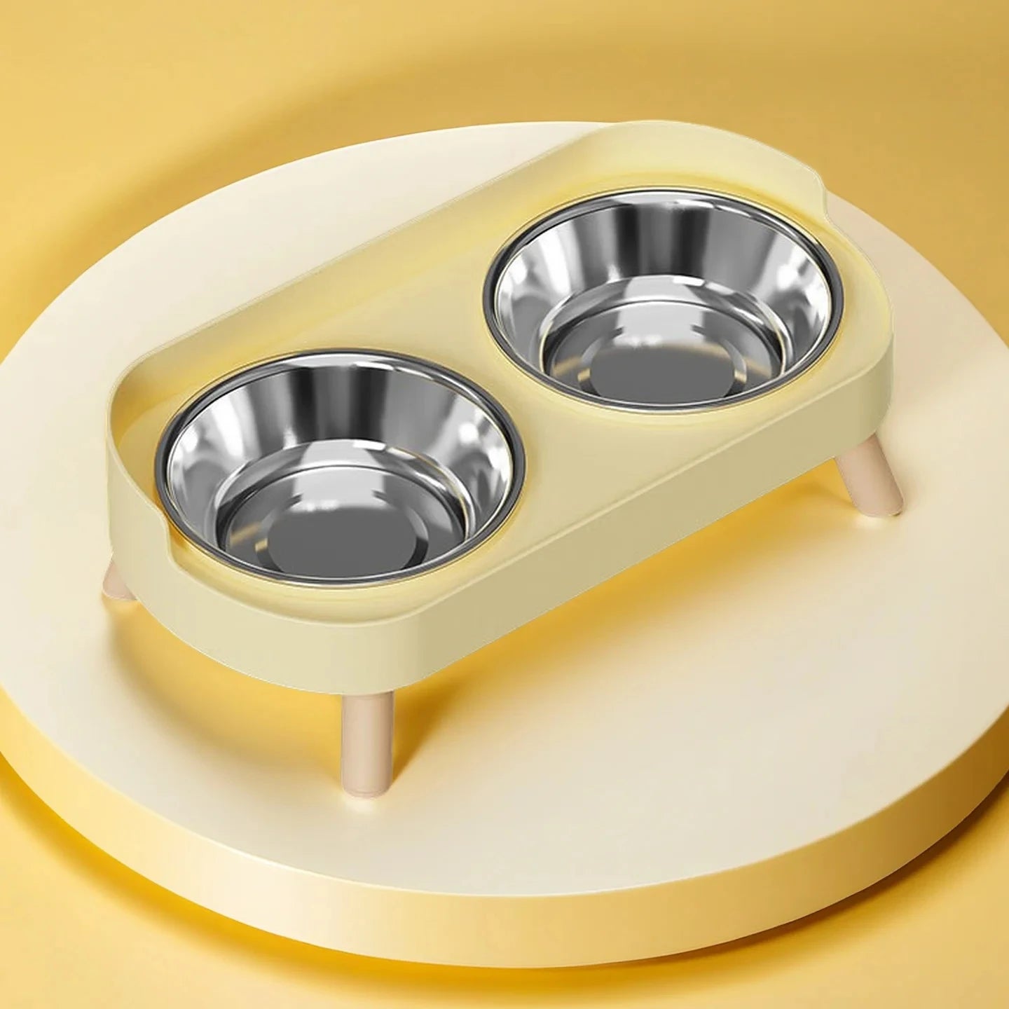 Nomu elevated steel double sided solid pet bowl