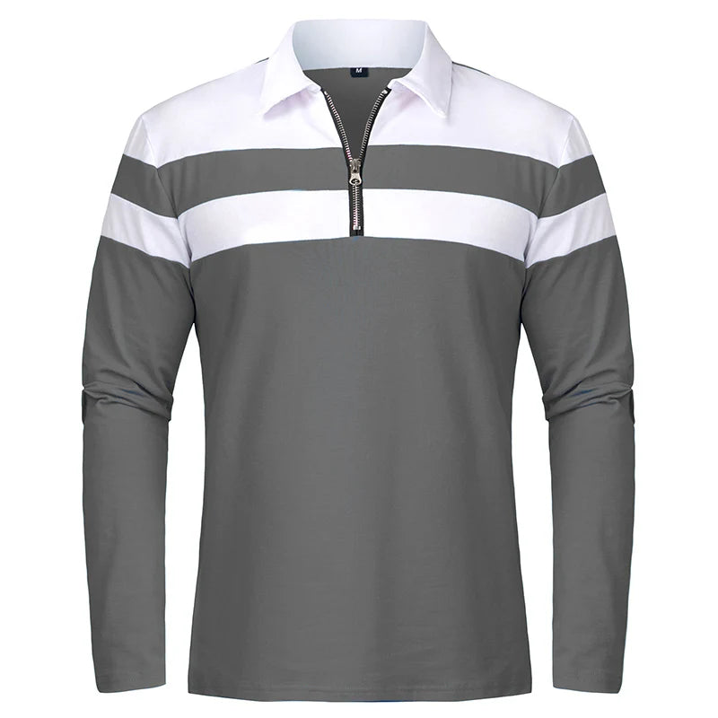 Arden Men's quarter zip long sleeve striped pullover polo