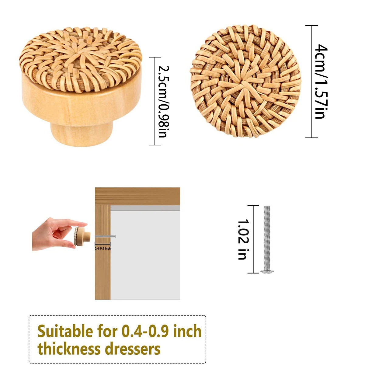 Cassora 6-24 Pc rattan drawer knobs