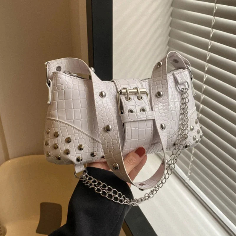 Lomi3 Women's faux croc skin leather shoulder purse