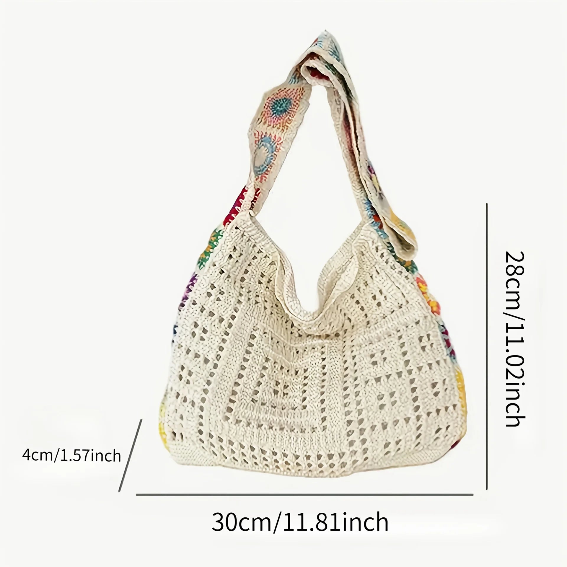 Kora Women's boho flower crochet tote