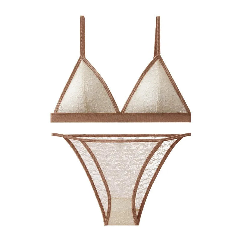 Sorelle Women's 2 Pc lace lingerie set with solid trim