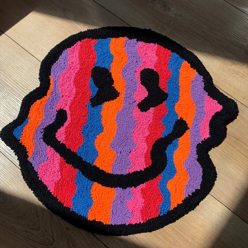 Cassora plush wavy smiley face rug