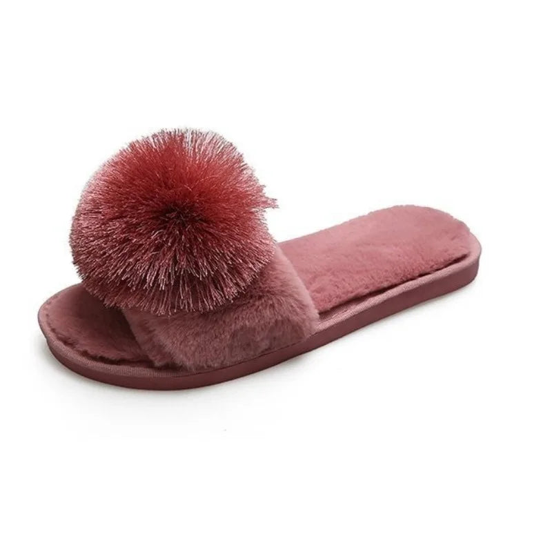 Veloura Women's fuzzy pom pom house slippers