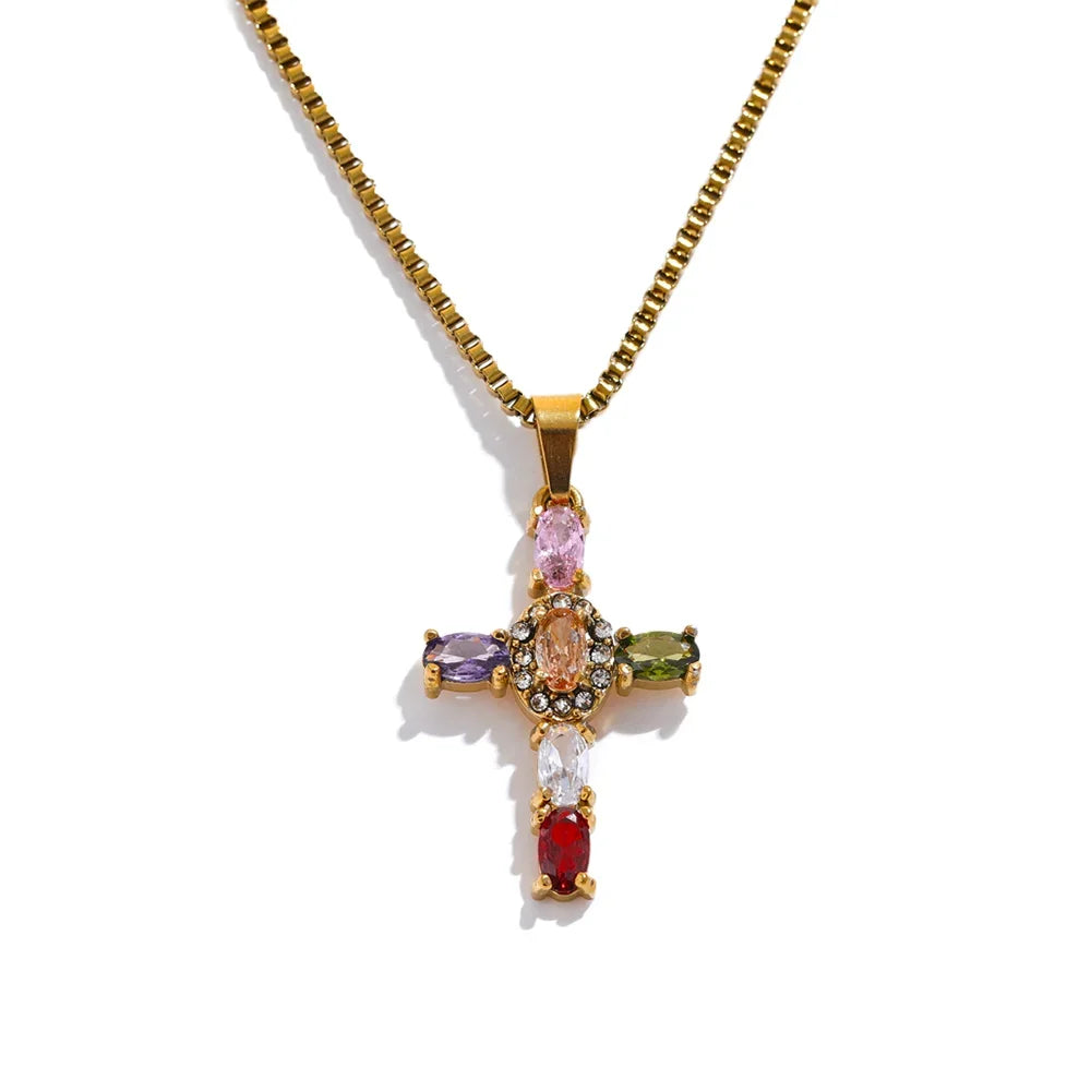 Eterna Women's multicolor cross nekclace