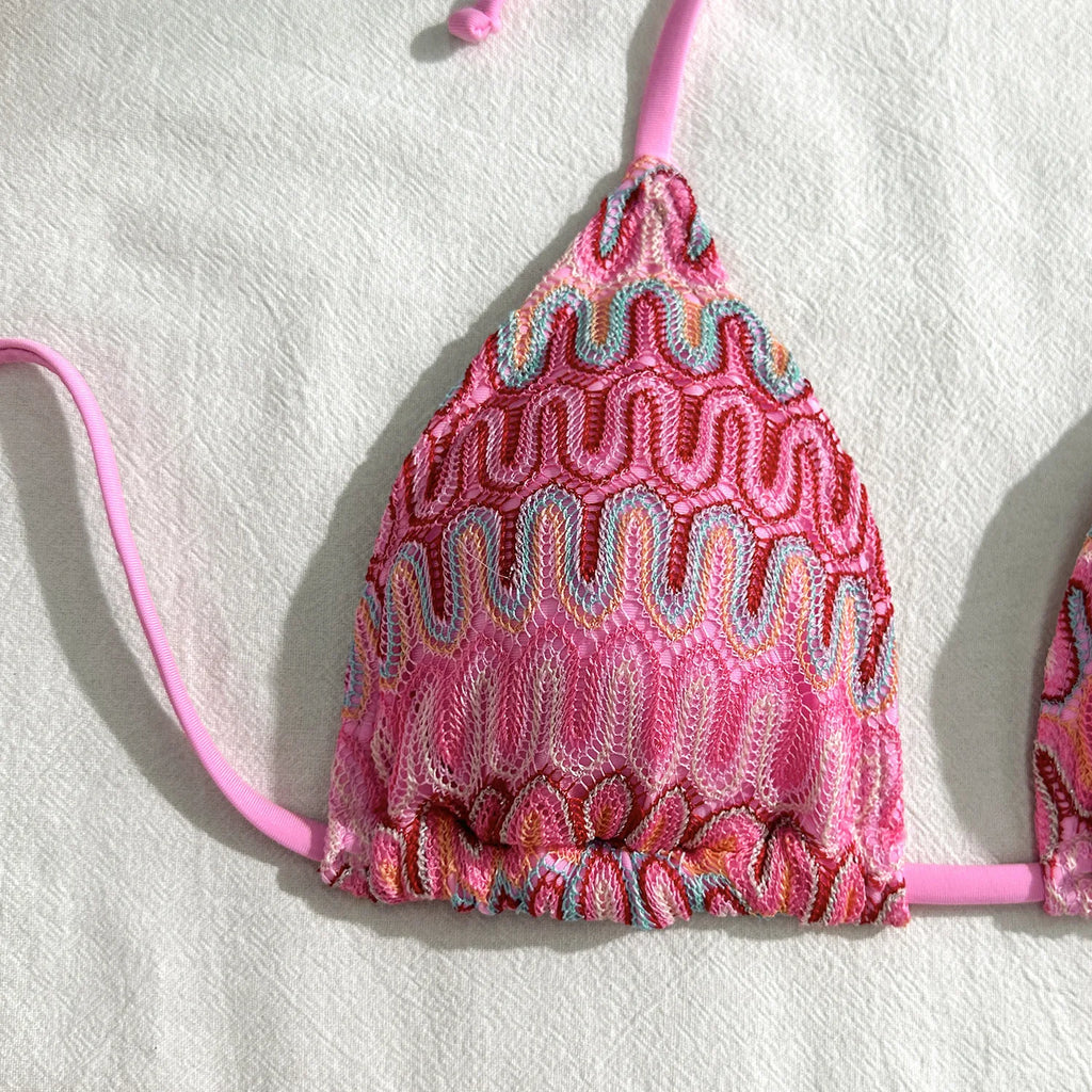 Sonlae Women's 3 Pc woven geometric swimwear set