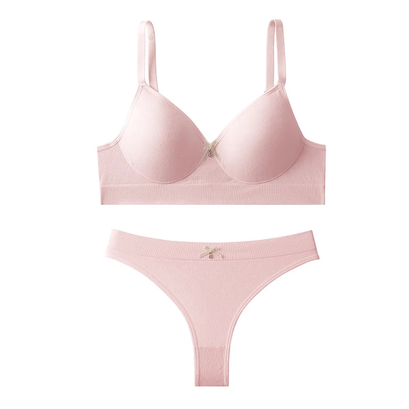 Sorelle Women's 2 Pc solid polyester lingerie set with bow accent