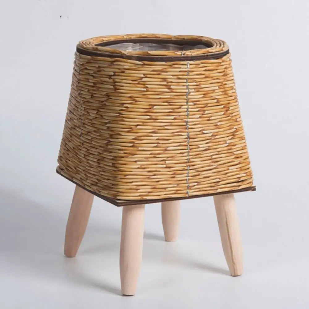 Cassora 1 Pc woven plant pot with wooden legs