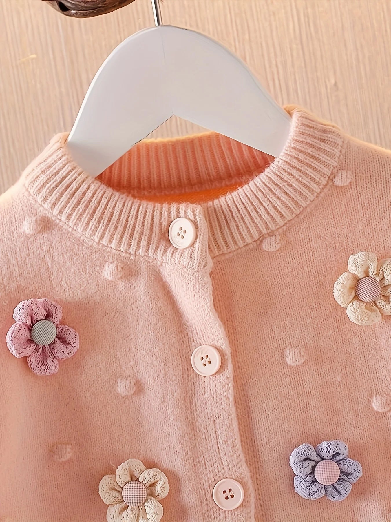 Vello Girls' 3D flower knit cardigan