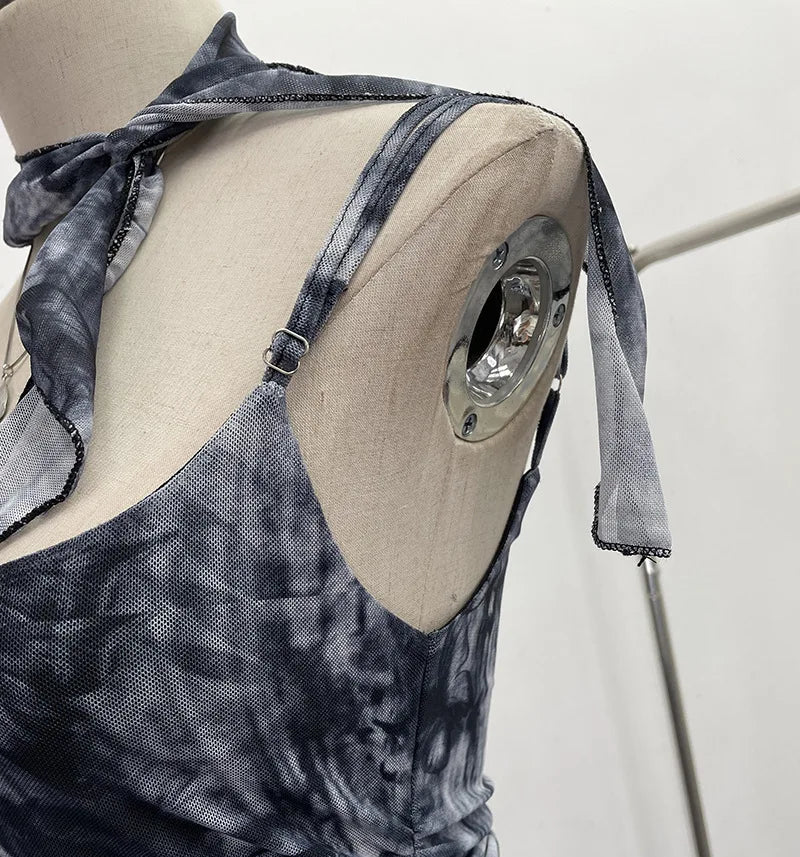 Lomi3 Women's Y2K one size mesh lettuce hem top