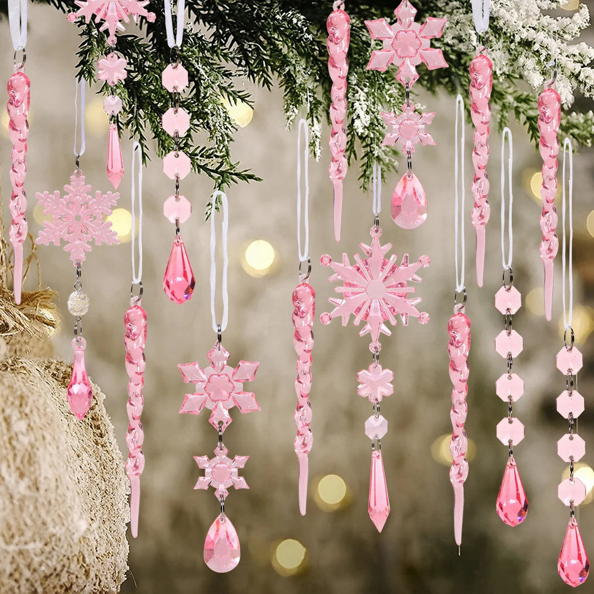 Hollyco Christmas 18 Pc acrylic crystal ornaments