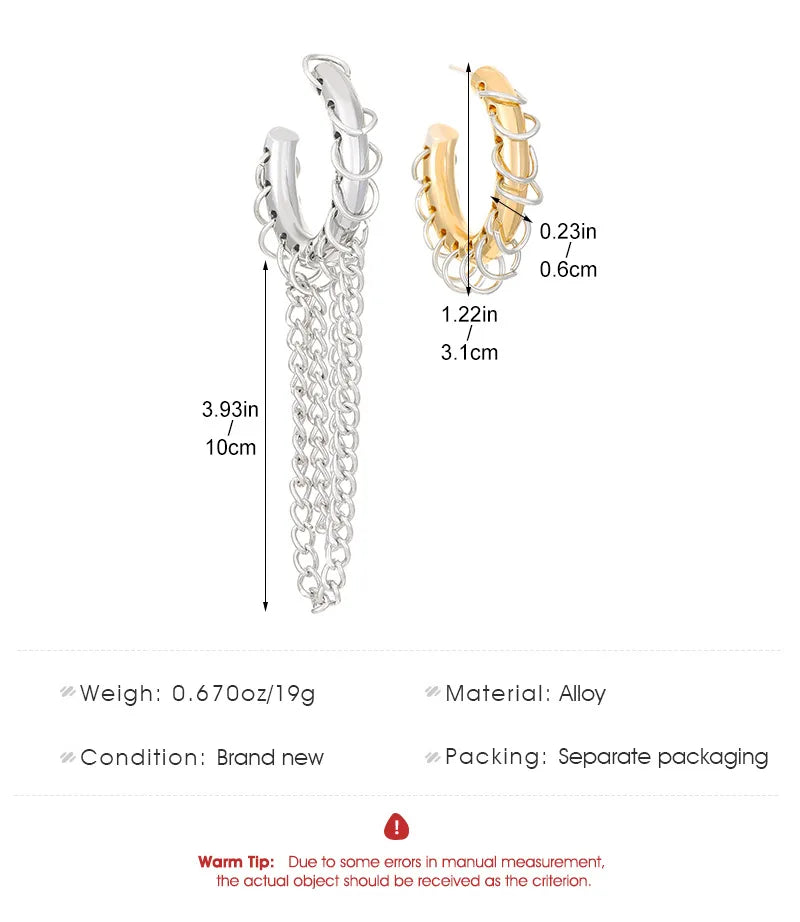 Nocturne Women's grunge multiloop chain earrings