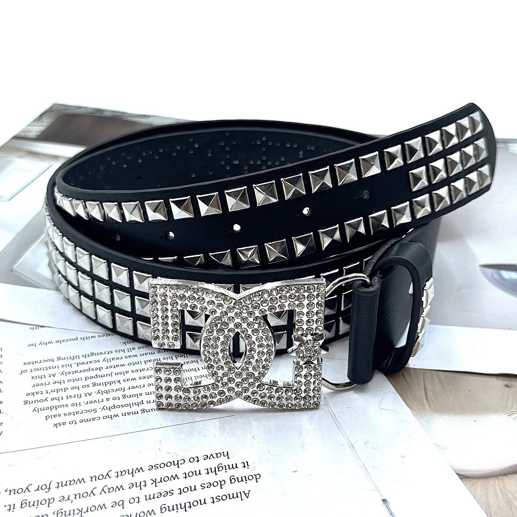 Lomi3 Women's Y2K studded bling DC belt
