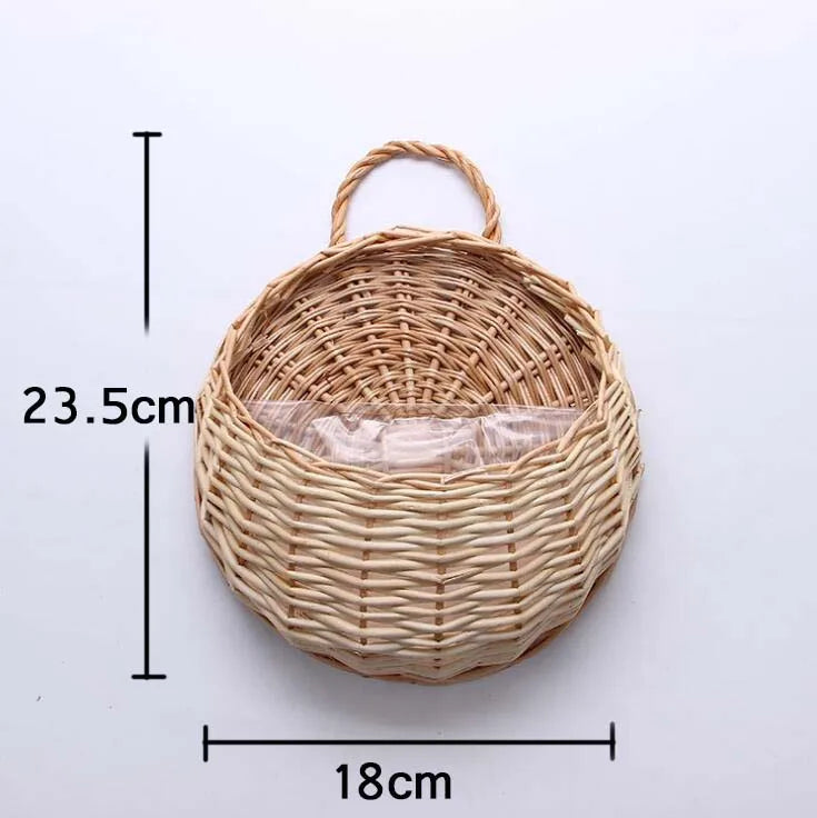 Cassora hand made wicker plant hanger with or without faux plant