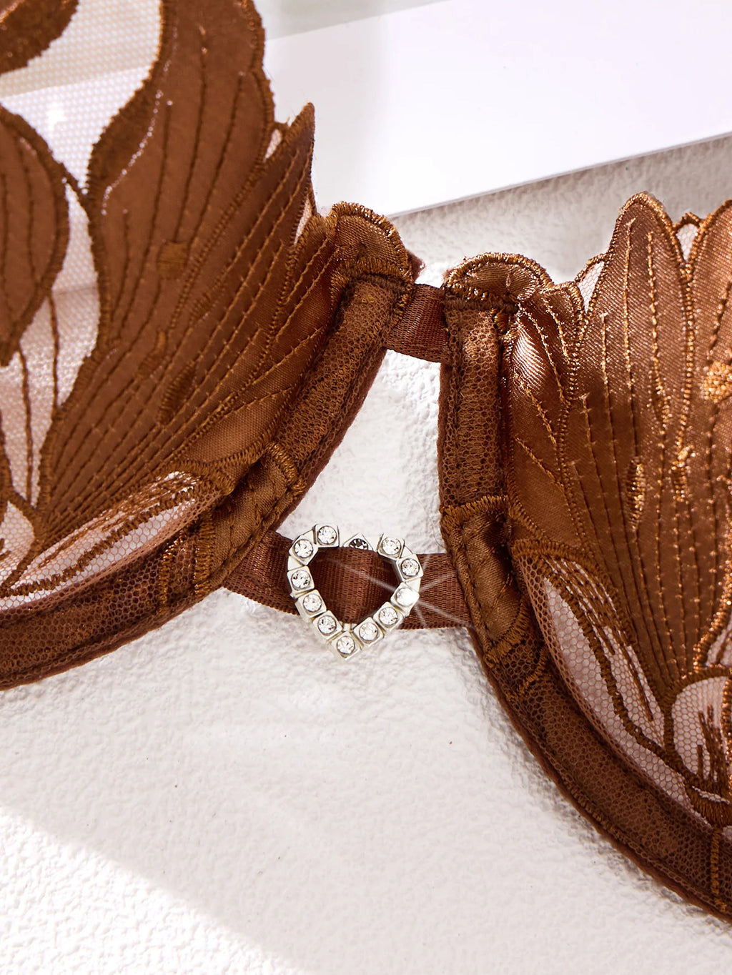 Sorelle Women's 2 Pc hollow out satin floral lingerie set