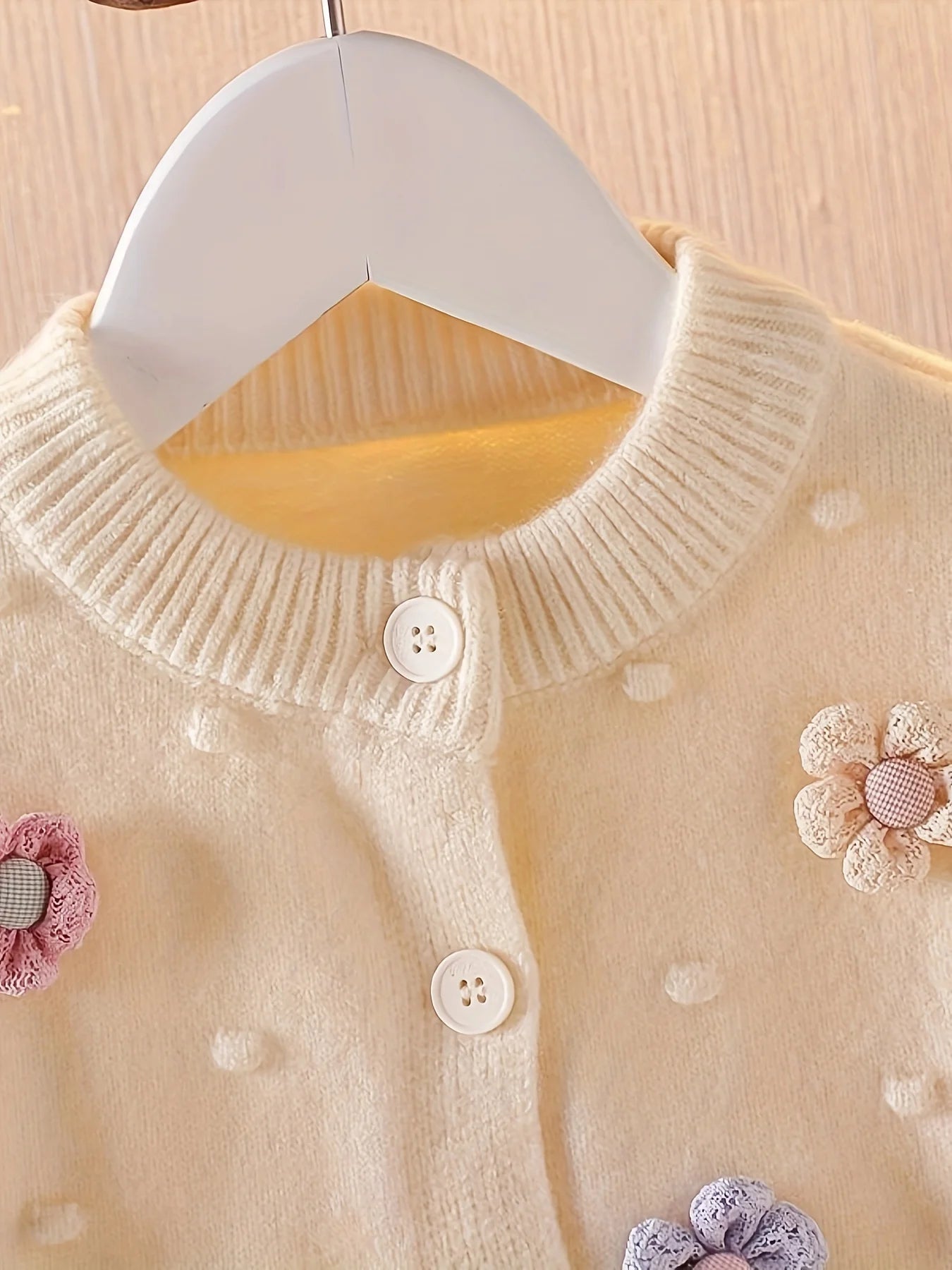 Vello Girls' 3D flower knit cardigan