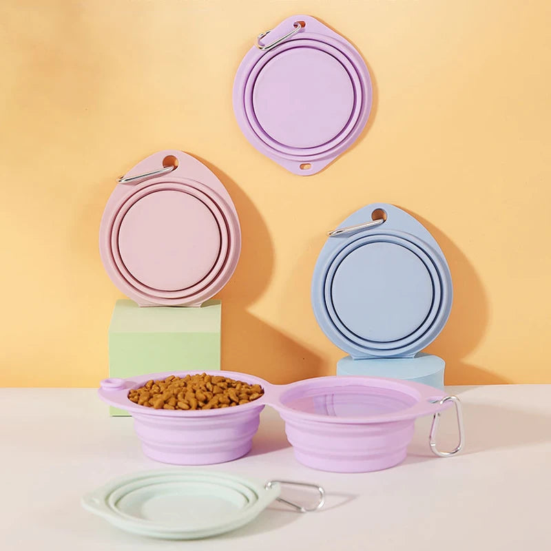 Nomu foldable double sided travel pet bowl