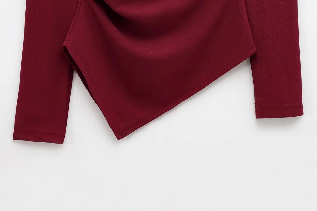 Sorelle Women's slanted shoulder ruched blouse