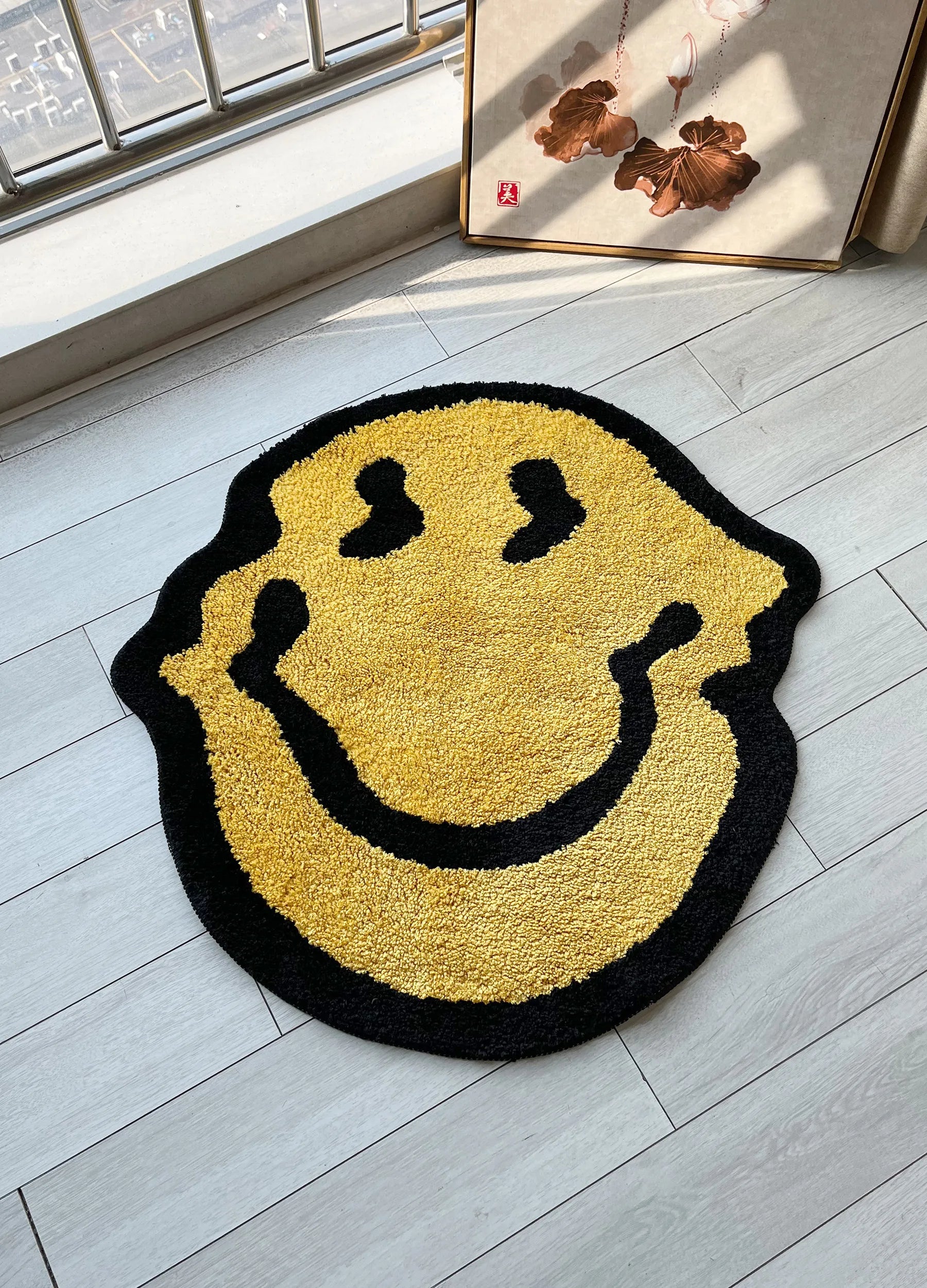 Cassora plush wavy smiley face rug