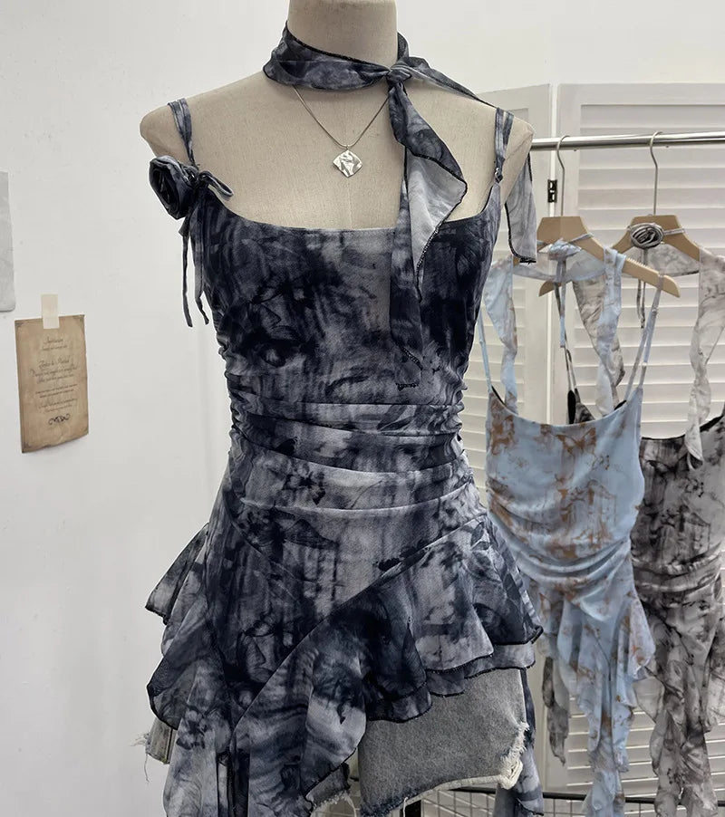 Lomi3 Women's Y2K one size mesh lettuce hem top