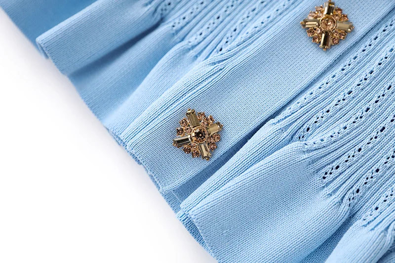 Sorelle Women's 2 Pc knit cardigan and flare hem skirt set