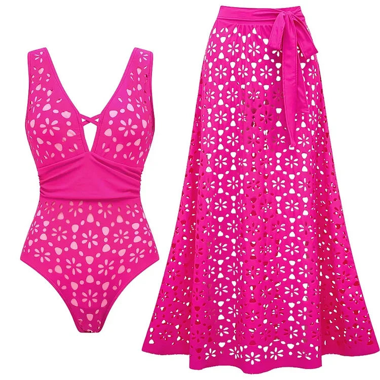 Sonlae Women's 2 Pc broderie anglaise swimwear set