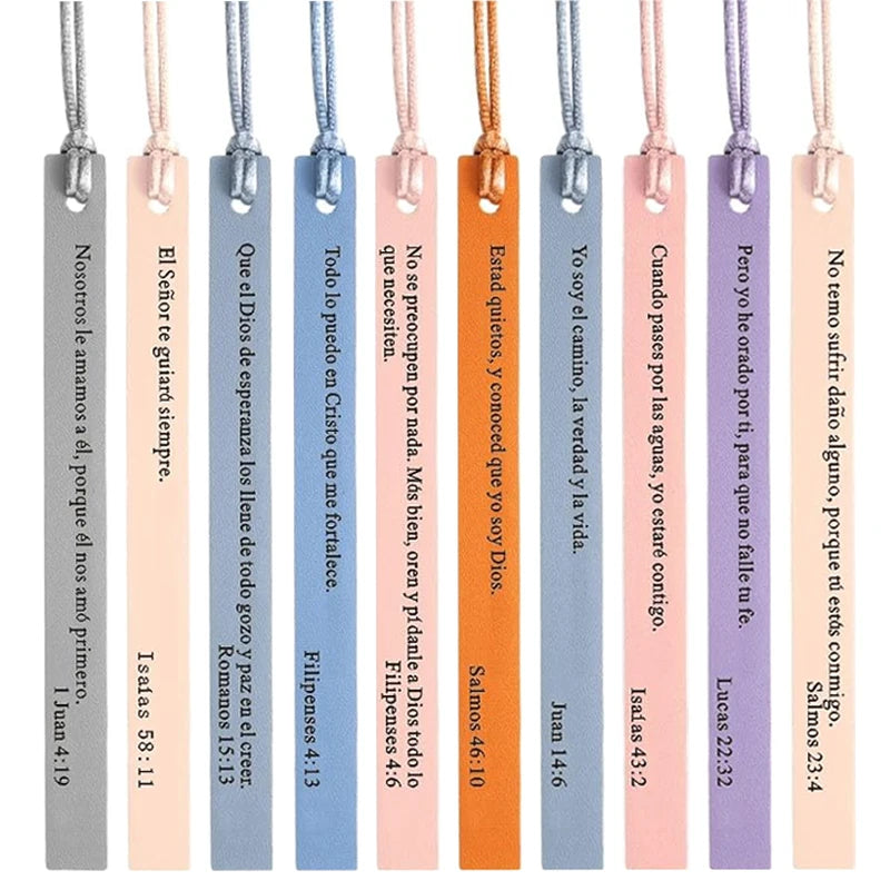 Eterna 10 Pc Spanish leather bible bookmarks with tassels