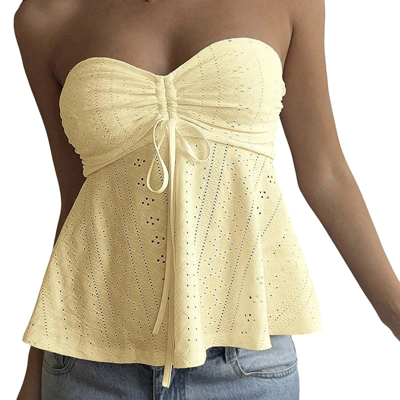 Sorelle Women's ruched flare tube top