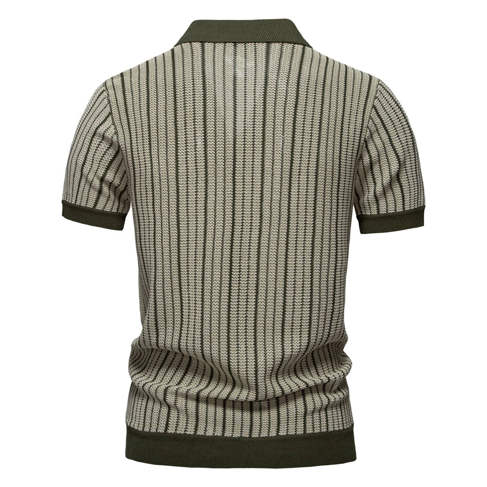 Arden Men's knit striped button down shirt