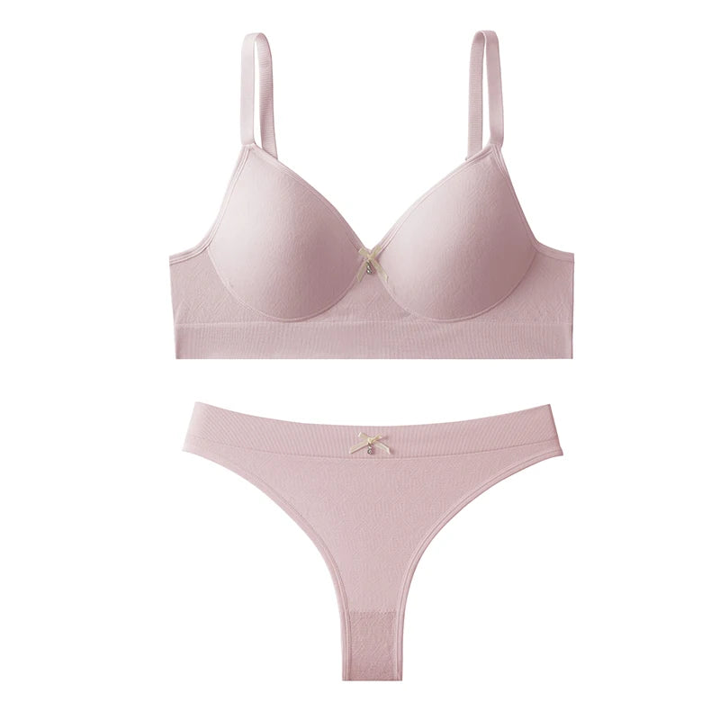 Sorelle Women's 2 Pc solid polyester lingerie set with bow accent