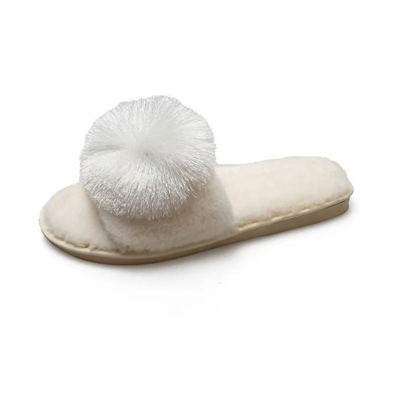 Veloura Women's fuzzy pom pom house slippers