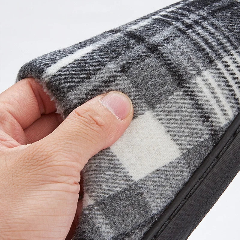 Arden Men's plush plaid house slippers