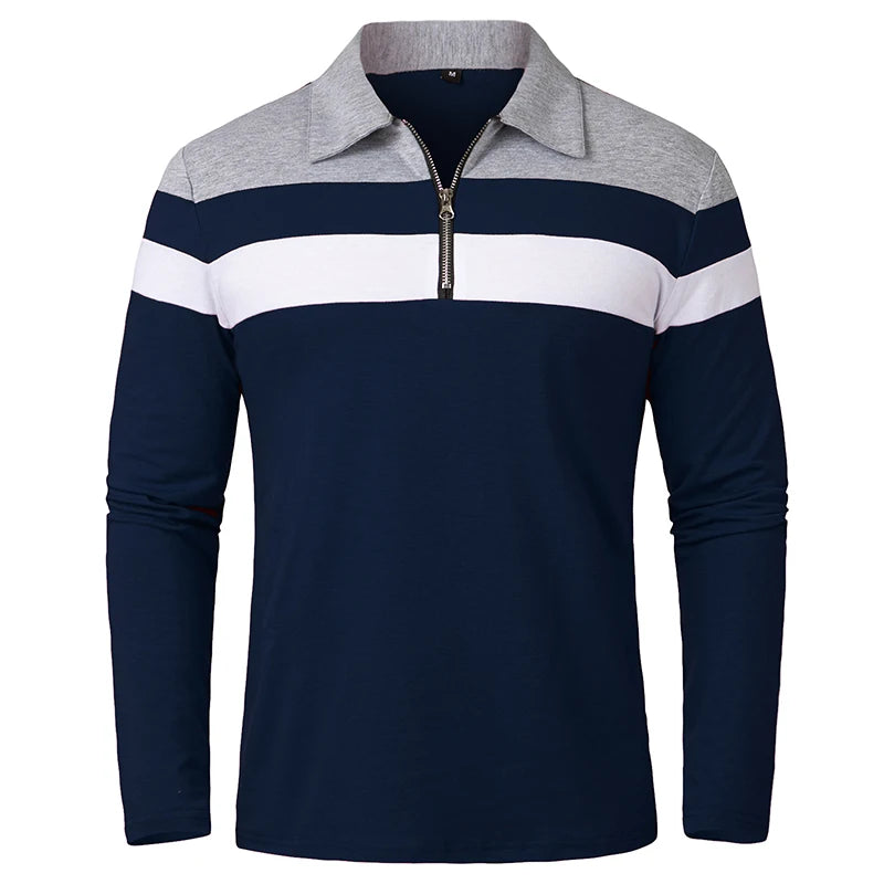 Arden Men's quarter zip long sleeve striped pullover polo
