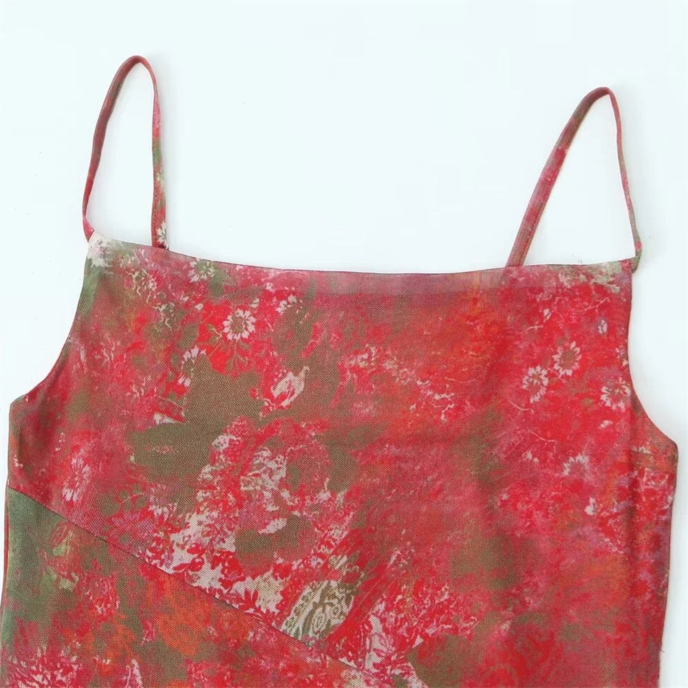 Sorelle Women's slanted lettuce hem mesh dress