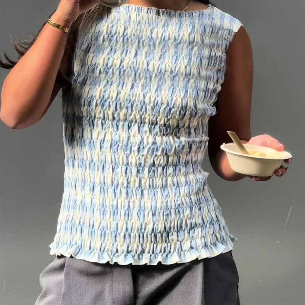 Sorelle smocked boat neck top