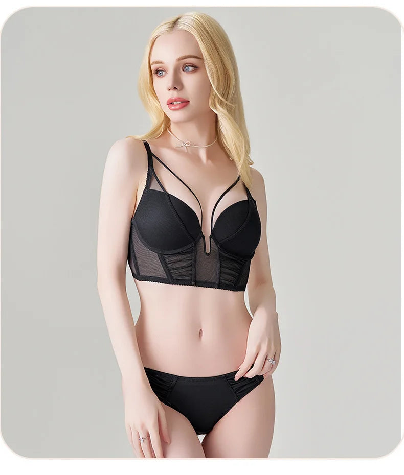 Sorelle Women's 2 Pc sheer bustier lingerie set