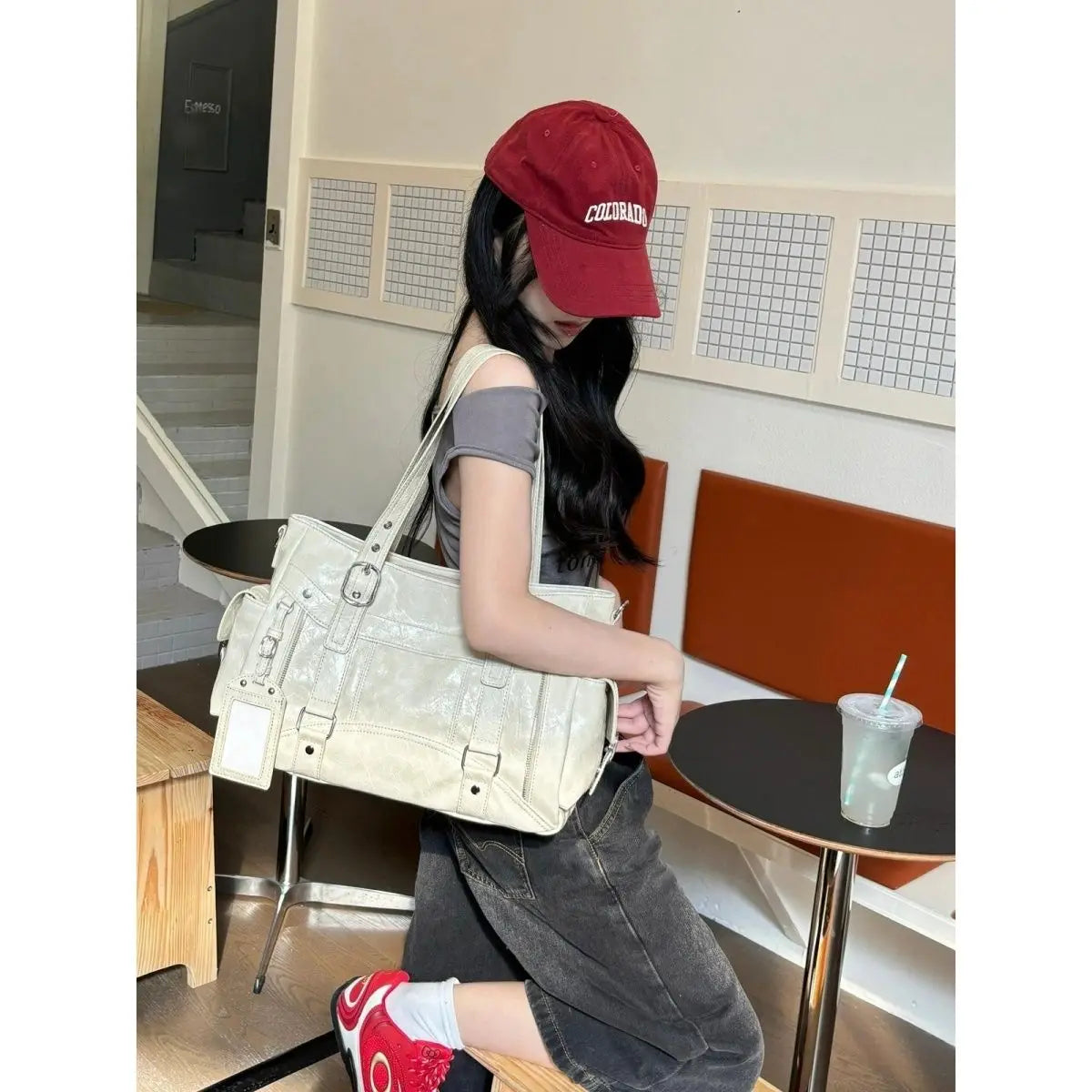 Lomi3 Y2K leather purse with ID slot charm